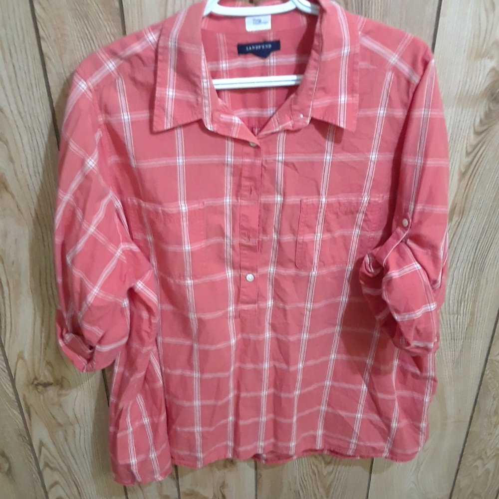 Lands'End Rolled Long Sleeve Dress Shirt